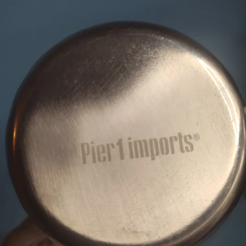 Pier‎ 1 Imports Hammered Copper Moscow Mule Mugs Set of 2 Stainless Steel Inter